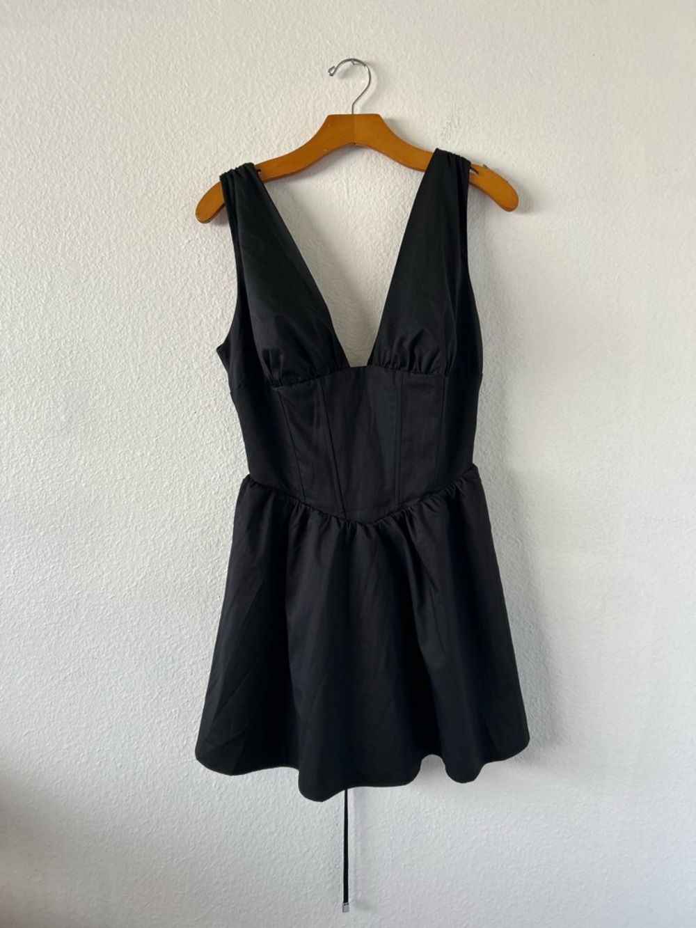 Naked Wardrobe Bustier Corset  Lace up Fit & Flare Black Mini Dress Size L